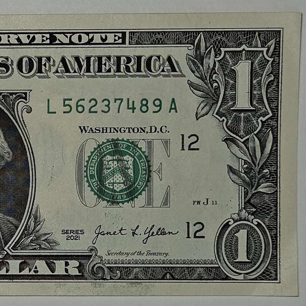 Scrambled Ladder One USD 56237489 Fancy SN (2-9) Uncirculated Series 2021 (B262)